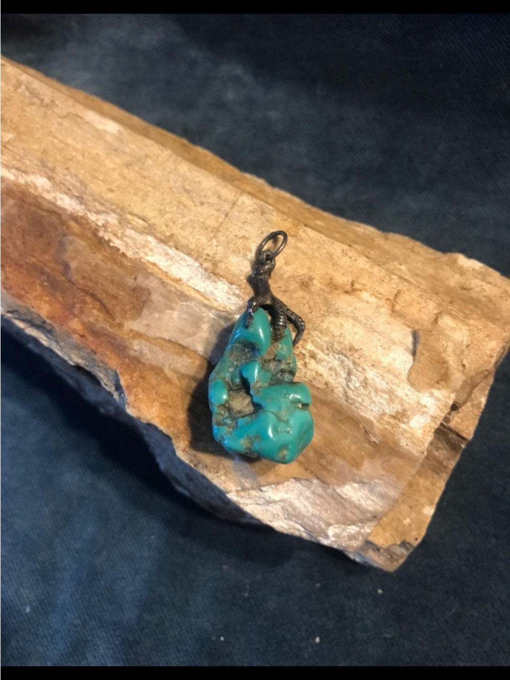 Sterling silver & turquoise claw pendant